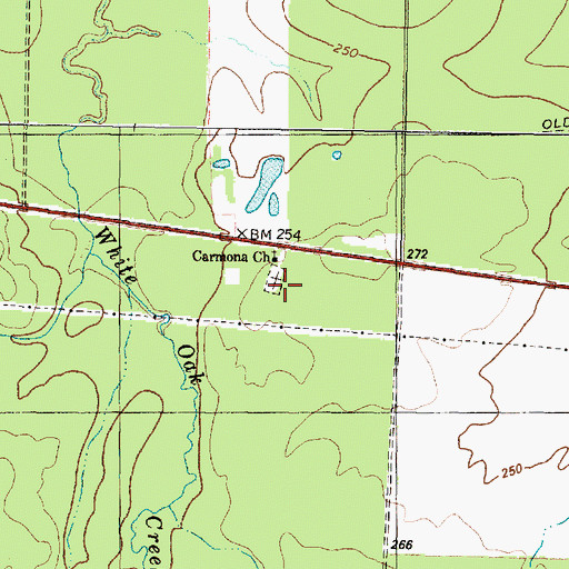 Topographic Map of Carmona Cemetery, TX