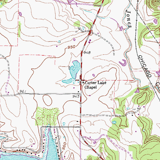 Topographic Map of Carter Lake Chapel, TX