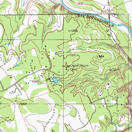 Topographic Map of Cedar Grove Cemetery, TX