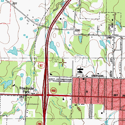 Topographic Map of Cedar Hill Cemetery, TX