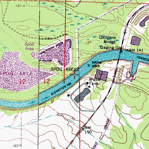 Topographic Map of Cedar Creek Shoals, AL