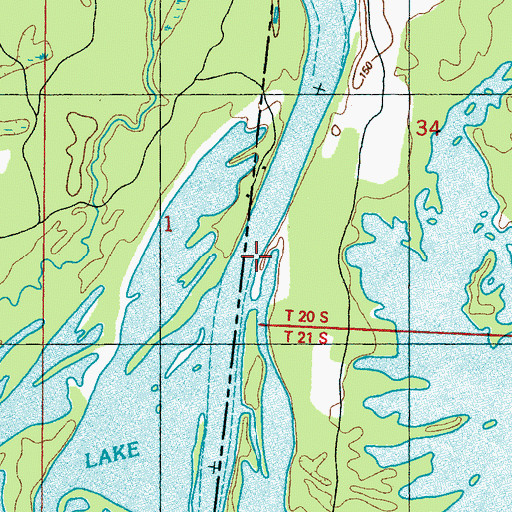 Topographic Map of Crawfords Island (historical), AL