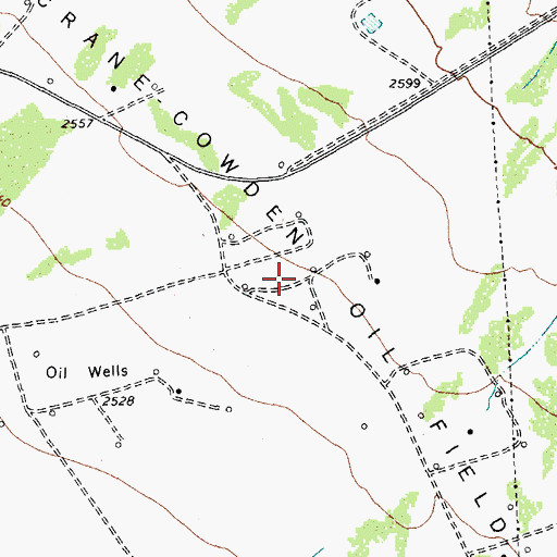 Topographic Map of Crane Cowden Oil Field, TX