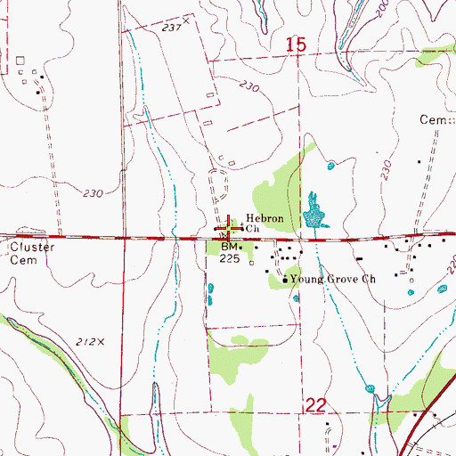 Topographic Map of Hebron Church Cemetery, AL