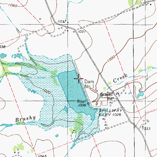 Topographic Map of Dam Number 1, TX