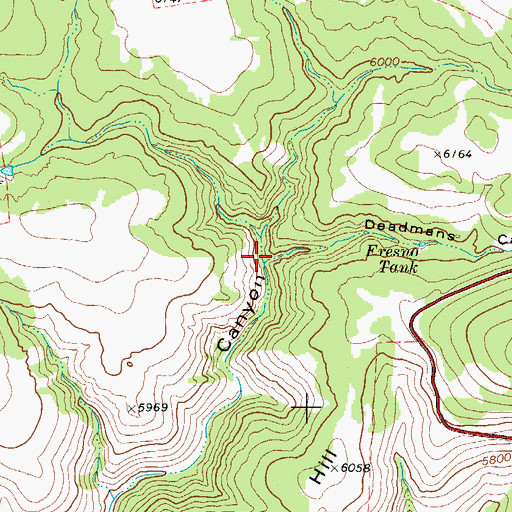 Topographic Map of Deadmans Canyon, TX