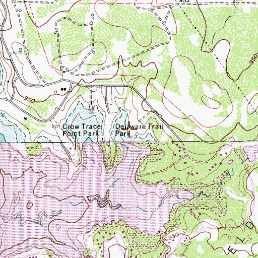 Topographic Map of Delaware Trail Park, TX