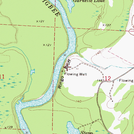 Topographic Map of Ringo Bluff Access Area, AL