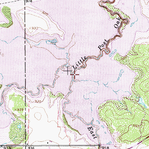 Topographic Map of East Little Post Oak Creek, TX
