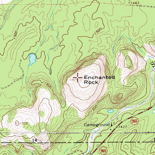 Topographic Map of Enchanted Rock, TX