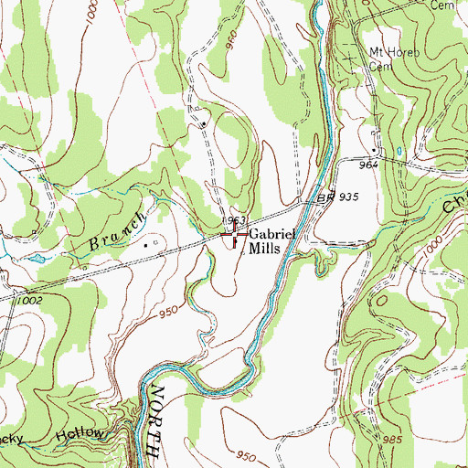 Topographic Map of Gabriel Mills, TX