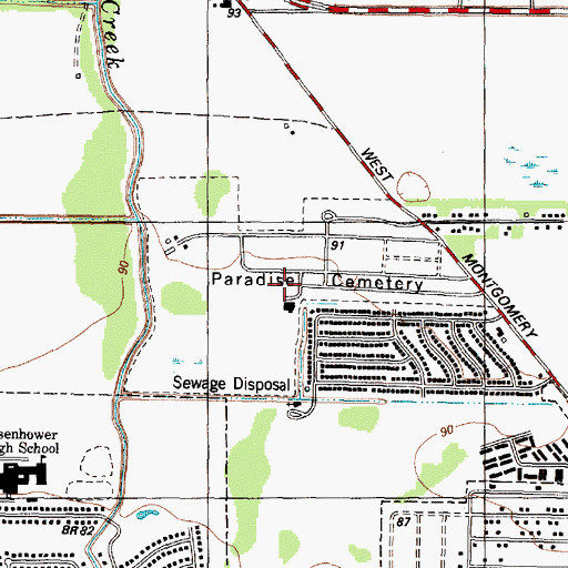 Topographic Map of Garden City School, TX