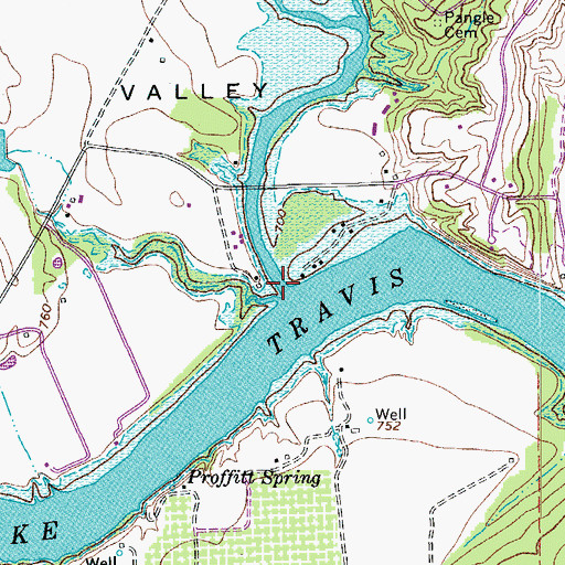 Topographic Map of Hamilton Creek, TX