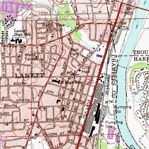 Topographic Map of First Christian Church, AL