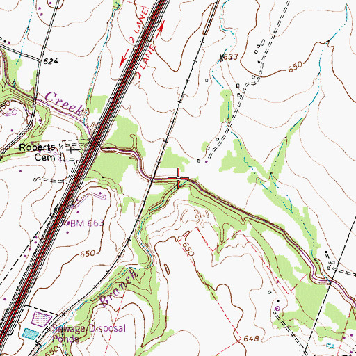 Topographic Map of Kings Branch, TX