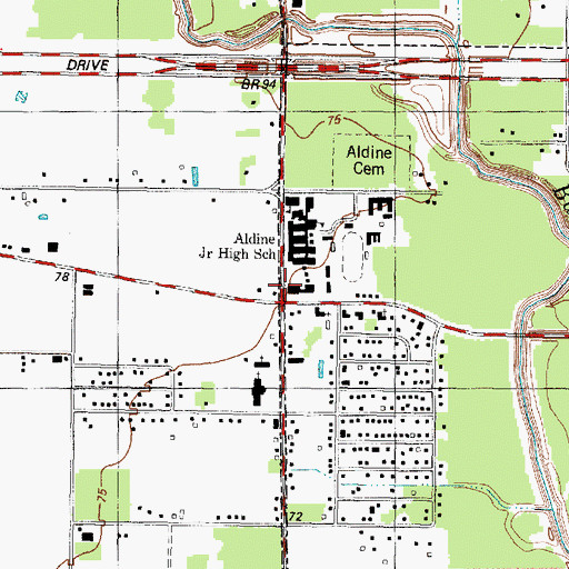 Topographic Map of Lane School, TX