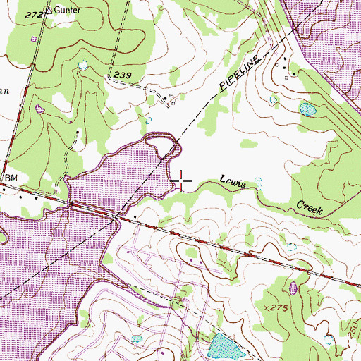 Topographic Map of Lewis Creek, TX