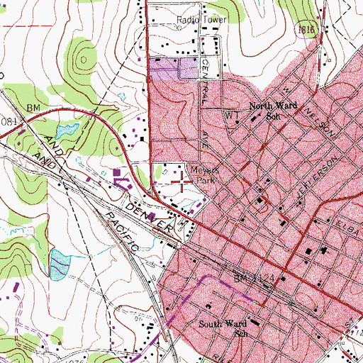 Topographic Map of Meyers Park, TX