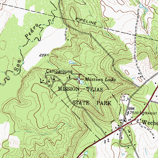 Topographic Map of Mission Lake, TX