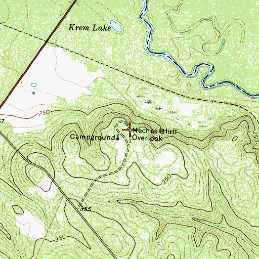 Topographic Map of Neches Bluff Overlook, TX