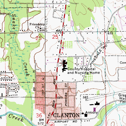Topographic Map of Chilton Medical Center, AL