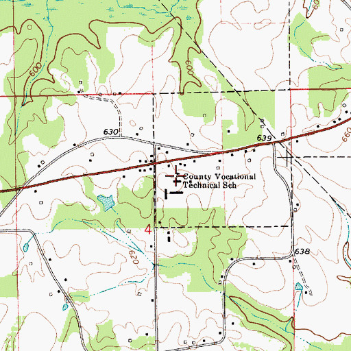 Topographic Map of Chilton County Vocational Technical School, AL