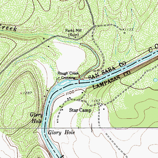 Topographic Map of Rough Creek, TX