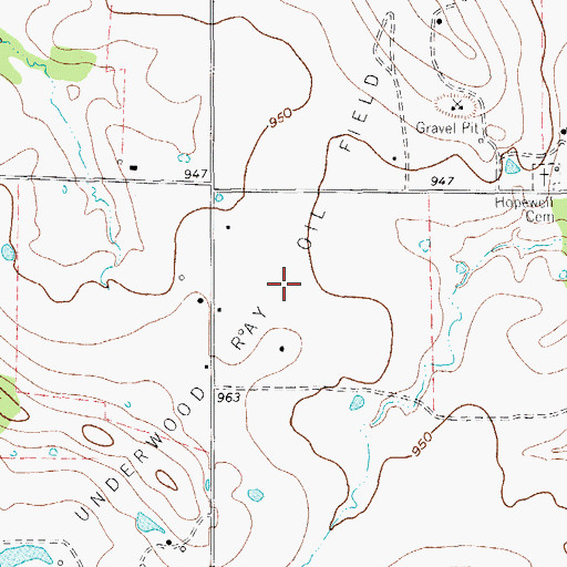 Topographic Map of Underwood Ray Oil Field, TX