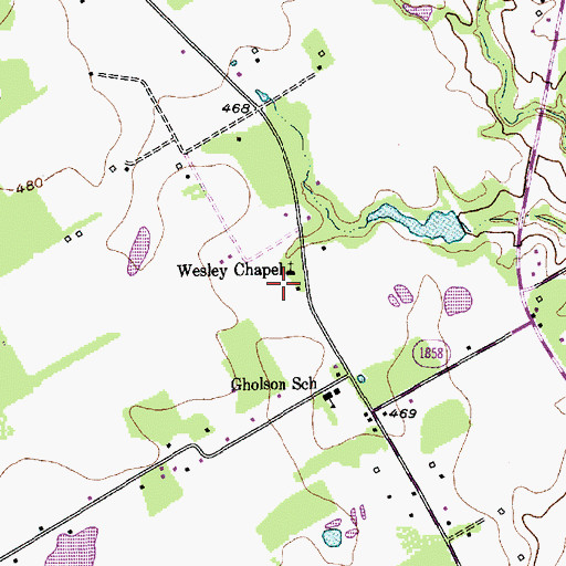 Topographic Map of Wesley Chapel, TX