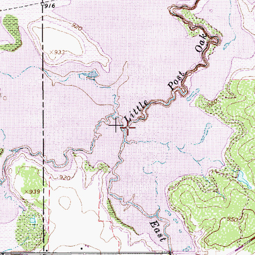 Topographic Map of West Little Post Oak Creek, TX