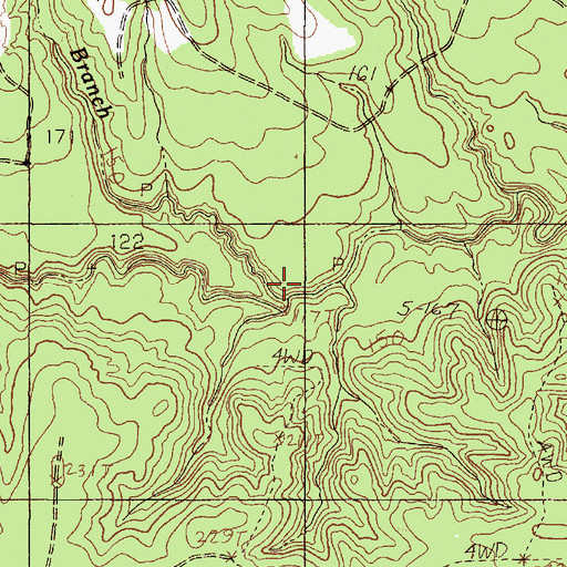 Topographic Map of White Oak Branch, TX