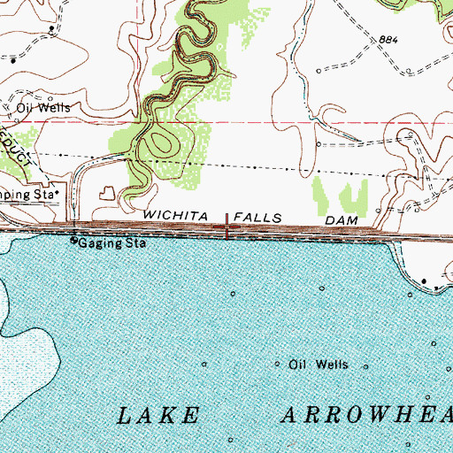 Topographic Map of Wichita Falls Dam, TX