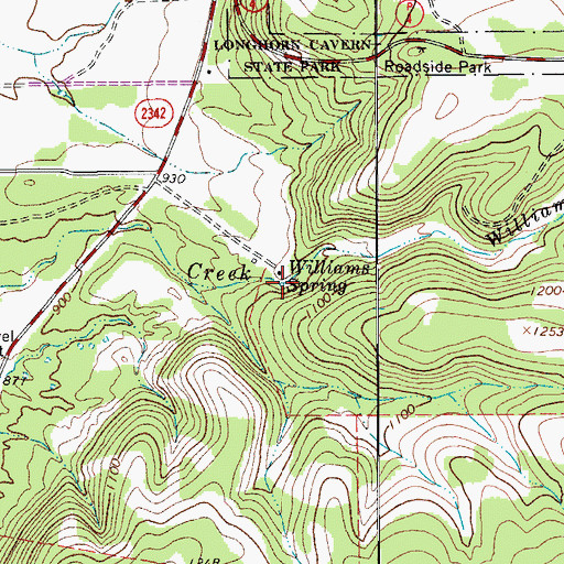 Topographic Map of Williams Spring, TX
