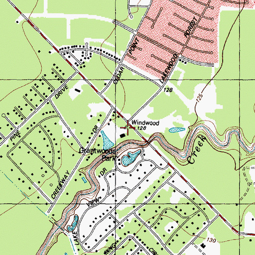 Topographic Map of Windwood Church, TX