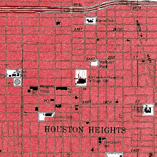 Topographic Map of Alexander Hamilton Junior High School, TX