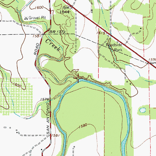 Topographic Map of Barons Creek, TX