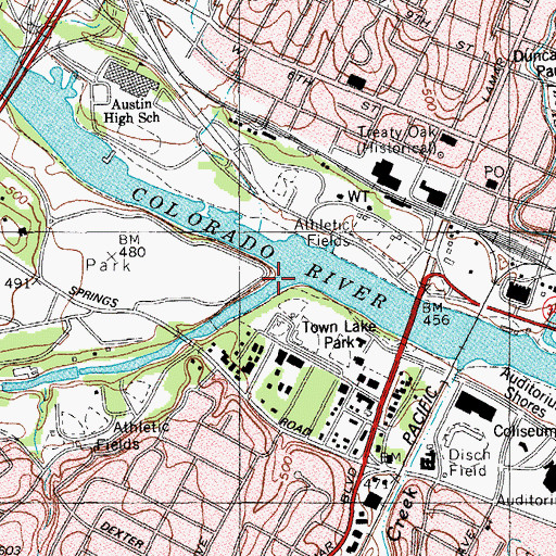 Topographic Map of Barton Creek, TX