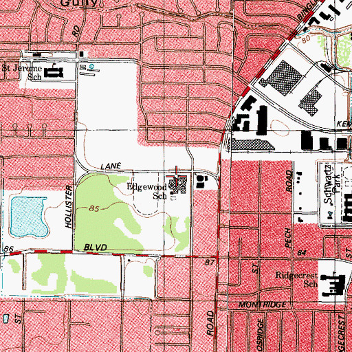 Topographic Map of Edgewood School, TX