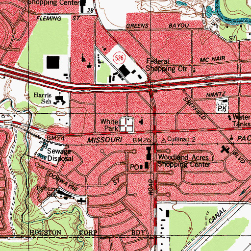 Topographic Map of Falcon Park, TX