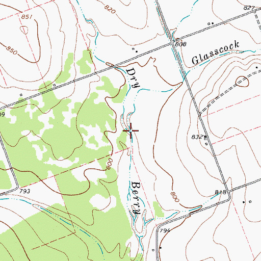 Topographic Map of Glasscock Branch, TX
