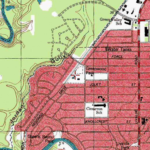Topographic Map of Greenwood Park, TX