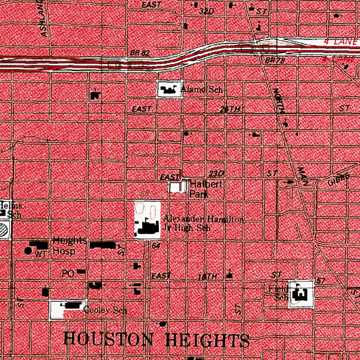 Topographic Map of Halbert Park, TX