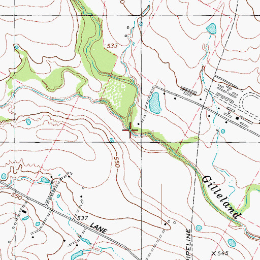 Topographic Map of Harris Branch, TX