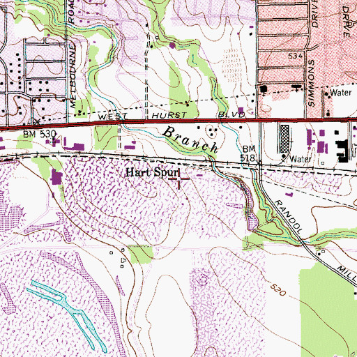 Topographic Map of Hart Spur, TX