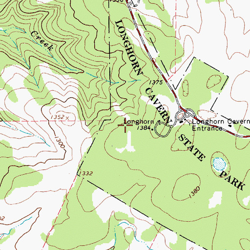 Topographic Map of Longhorn Cavern State Park, TX