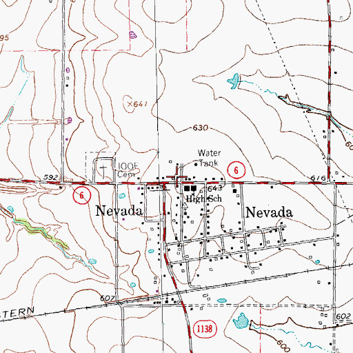 Topographic Map of Nevada, TX