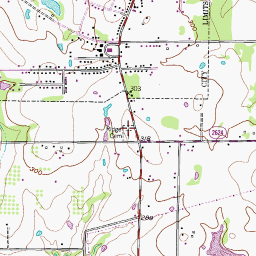 Topographic Map of Ridge Cemetery, TX