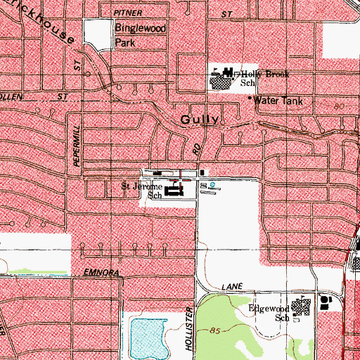 Topographic Map of Saint Jerome School, TX