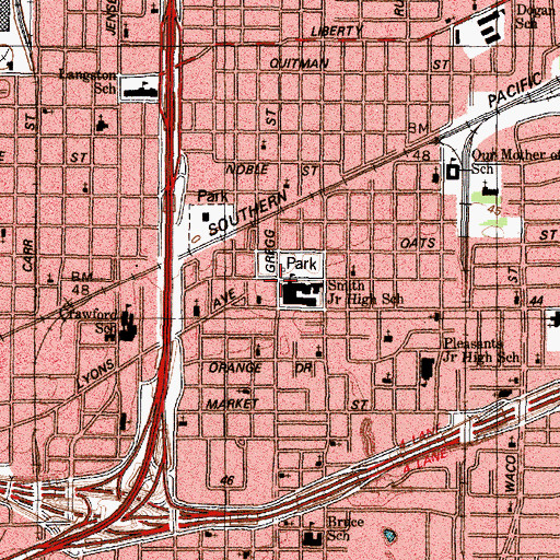 Topographic Map of Smith Junior High School, TX