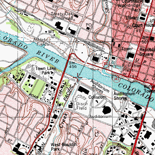 Topographic Map of West Bouldin Creek, TX
